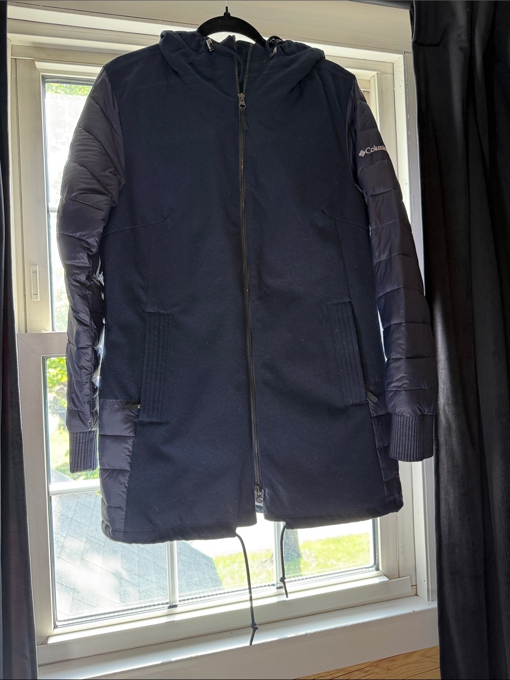 Columbia Men's Dark Navy Hooded Hybrid Puffer Coat